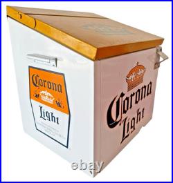 Vintage CORONA LIGHT Beer Cooler Mini Bar Type Soda Water ICE CHEST Metal Beach