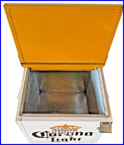 Vintage CORONA LIGHT Beer Cooler Mini Bar Type Soda Water ICE CHEST Metal Beach