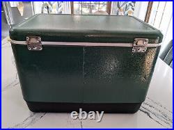 Vintage Cabela's Stainless Steel Belted Cooler Ice Chest 50-Quart 5 Day Coleman