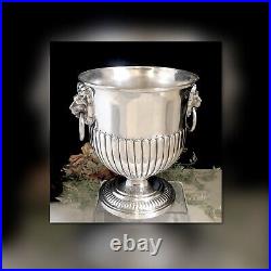 Vintage Champagne Bucket Sheffield England Ice Bucket Lion Handle Silver Plated