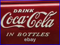 Vintage Coca Cola Cavalier Red Metal Cooler With Tray 6 Pack Olympic Bottles