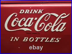 Vintage Coca Cola Cavalier Red Metal Cooler With Tray 6 Pack Olympic Bottles