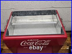 Vintage Coca Cola Cavalier Red Metal Cooler With Tray 6 Pack Olympic Bottles