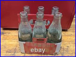 Vintage Coca Cola Cavalier Red Metal Cooler With Tray 6 Pack Olympic Bottles