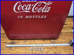 Vintage Coca Cola Cavalier Red Metal Cooler With Tray 6 Pack Olympic Bottles
