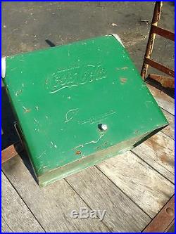Vintage Coca Cola Coke Cooler Ice Tray Box Metal Lid Chest Action MFG Co