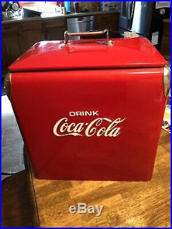 Vintage Coca Cola Coke Cooler Metal Ice Chest Cooler Refurbished Beautiful