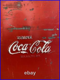 Vintage Coca Cola Coke Metal Cooler Chest With Sandwich Tray Inside