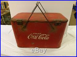Vintage Coca-Cola Coke Metal Picnic Style Cooler GAS OIL SODA COLA 19 x 13