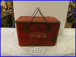 Vintage Coca-Cola Coke Metal Picnic Style Cooler GAS OIL SODA COLA 19 x 13