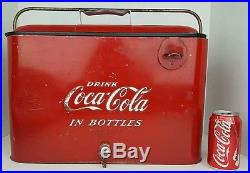 Vintage Coca Cola Coke Progress Metal Ice Chest Cooler Soda Pop Advertisement