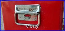 Vintage Coca Cola Coleman Ice Chest Red Metal Handles Rare Cooler Steel Made USA