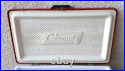 Vintage Coca Cola Coleman Ice Chest Red Metal Handles Rare Cooler Steel Made USA