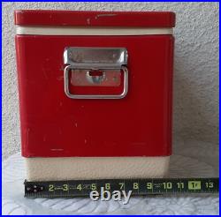 Vintage Coca Cola Coleman Ice Chest Red Metal Handles Rare Cooler Steel Made USA