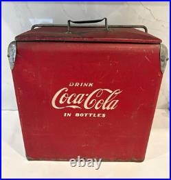 Vintage Coca Cola Cooler Acton Mfg Metal Picnic Ice Chest Drink Coke 1950s Patd