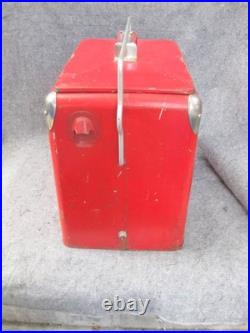 Vintage Coca Cola Cooler Icebox Metal Action Mfg 50's Large 16x17x12 PLZ READ