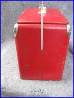 Vintage Coca Cola Cooler Icebox Metal Action Mfg 50's Large 16x17x12 PLZ READ