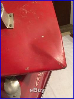 Vintage Coca Cola Cooler Red Metal 18 in X 13 in X 19 in
