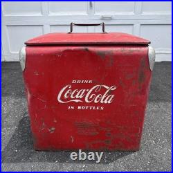 Vintage Coca Cola Cooler Trade Marked Metal 1950s Mid Century