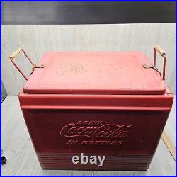 Vintage Coca Cola Cooler With Lid Progress Refrigerator Co. 1950s Metal