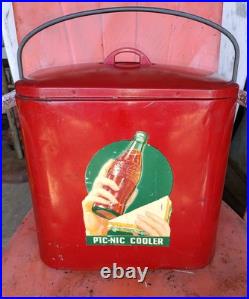 Vintage Coca Cola Junior 6 Pack Soda Pic-Nic Cooler Metal Ice Box