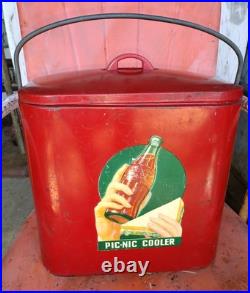 Vintage Coca Cola Junior 6 Pack Soda Pic-Nic Cooler Metal Ice Box