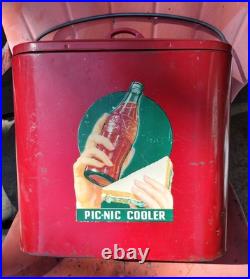 Vintage Coca Cola Junior 6 Pack Soda Pic-Nic Cooler Metal Ice Box
