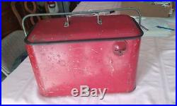 Vintage Coca Cola Metal 18 X 12 X 10 Red Ice Cooler Box With Bottle Opener An