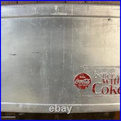 Vintage Coca-Cola Metal Aluminum Cooler Chest Silver Things Go Better Coke USA