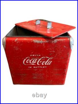 Vintage Coca Cola Metal Cooler 1950's Collectible Piece Heavily Distressed