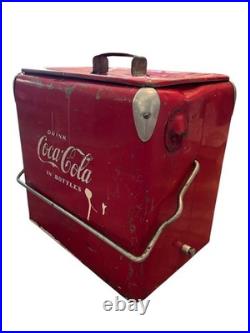 Vintage Coca Cola Metal Cooler 1950's Collectible Piece Heavily Distressed