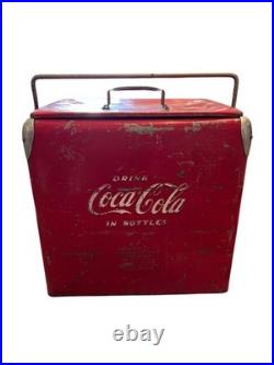 Vintage Coca Cola Metal Cooler 1950's Collectible Piece Heavily Distressed
