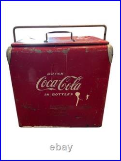 Vintage Coca Cola Metal Cooler 1950's Collectible Piece Heavily Distressed