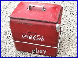 Vintage Coca-Cola Metal Cooler 1950's TempRite Mfg. Co. Arkansas City Kansas