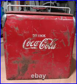 Vintage Coca Cola Metal Cooler Ice Chest Action Mfg