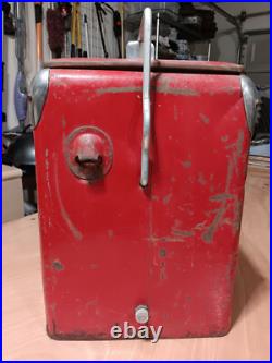 Vintage Coca Cola Metal Cooler Ice Chest Action Mfg