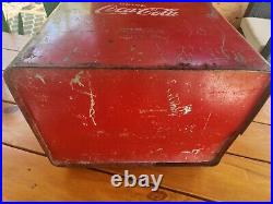 Vintage Coca Cola Metal Cooler Ice Chest with Original Lid and Insert Tray