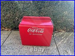 Vintage Coca Cola Metal Cooler Portable Ice Chest Cavalier Mfg NICE