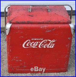 Vintage Coca Cola Metal Cooler Progress Refridgerator Co. Original w Tray
