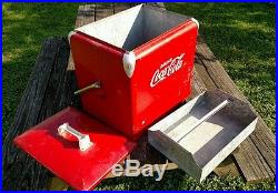 Vintage Coca Cola Metal Cooler Progress Refrigeration w Tray included ice COKE