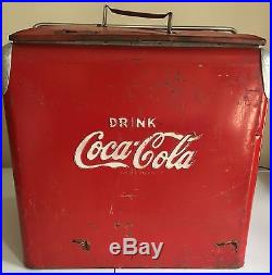 Vintage Coca-Cola Metal Cooler Red Bottle Opener Tray Lid 40's/50's Arkansas Cit