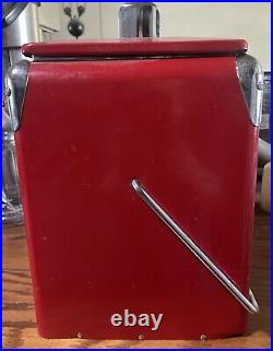 Vintage Coca Cola Metal Cooler With Built In Bottle Opener