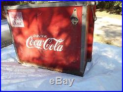 Vintage Coca Cola Metal Cooler With LID Drain Plug, and Bottle Opener