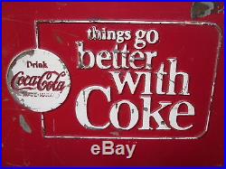 Vintage Coca Cola Metal Cooler With Raised Logo Raised Letters Louisville KY