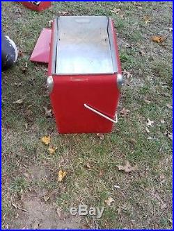 Vintage Coca Cola Metal Cooler With Tray