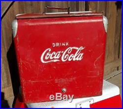 Vintage Coca Cola Metal Cooler With Tray Bottle Opener