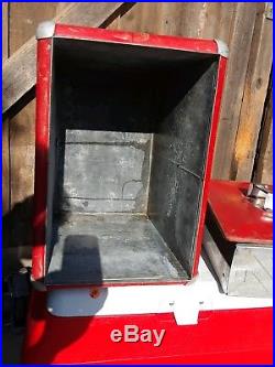 Vintage Coca Cola Metal Cooler With Tray Bottle Opener