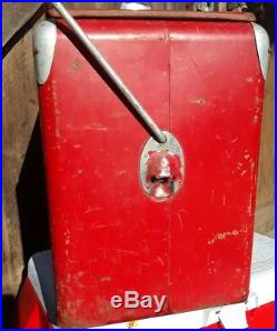 Vintage Coca Cola Metal Cooler With Tray Bottle Opener