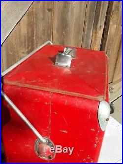 Vintage Coca Cola Metal Cooler With Tray Bottle Opener