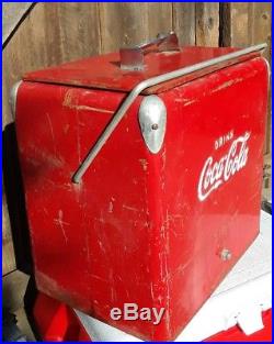 Vintage Coca Cola Metal Cooler With Tray Bottle Opener